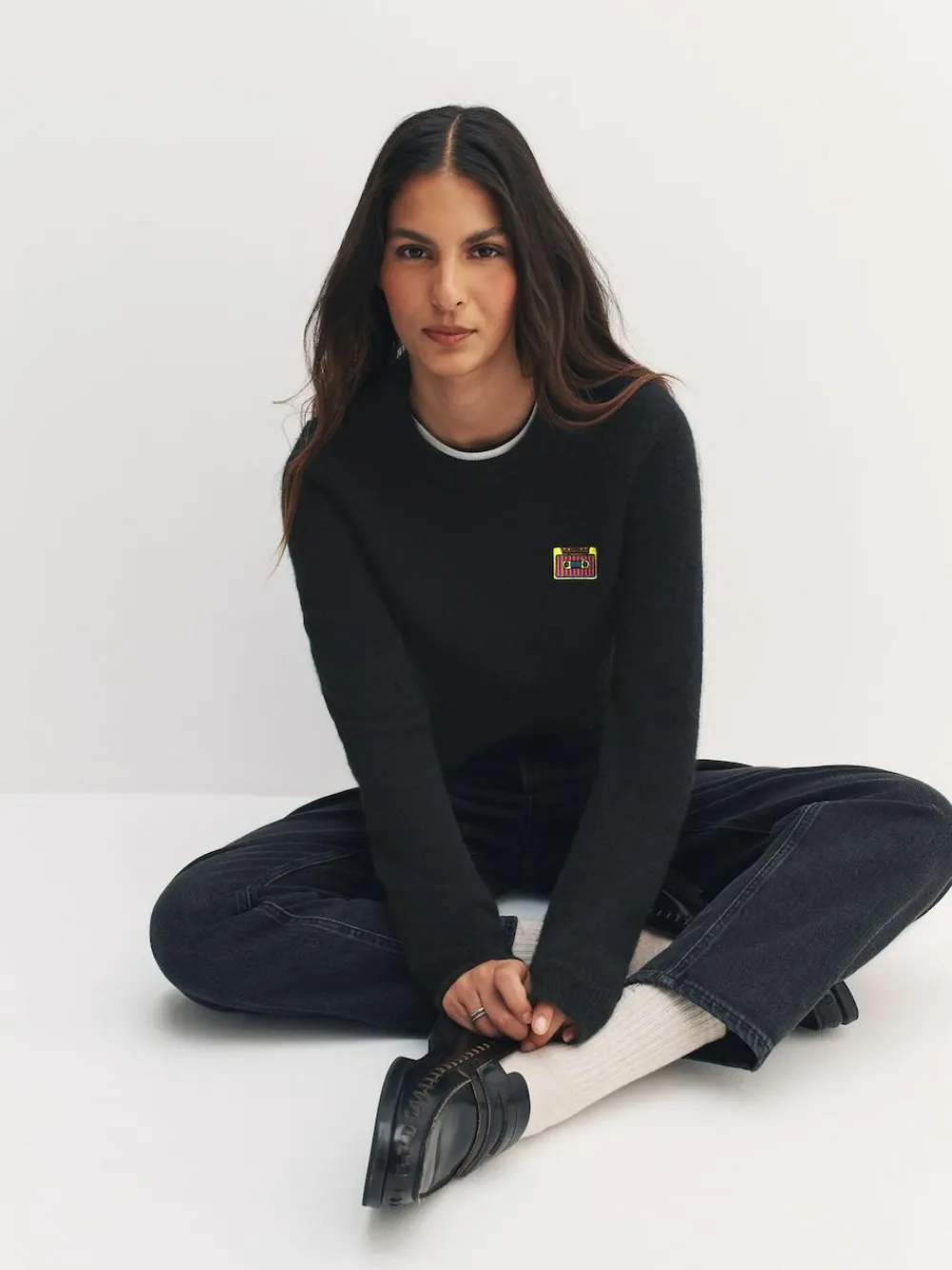 Next Black Music Cassette Long Sleeve Crew Neck Jumper With Wool^Women Knitwear|Knitwear