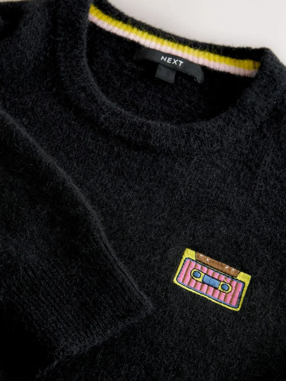 Next Black Music Cassette Long Sleeve Crew Neck Jumper With Wool^Women Knitwear|Knitwear