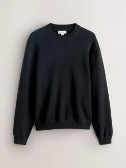 Clearance Next N. Premium Cotton Rich Relaxed Fit Mid Weight Knitted Sweatshirt Black