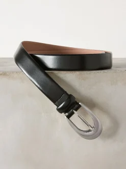 Discount Next Black N. Premium Made In Italy Curve Buckle Leather Belt