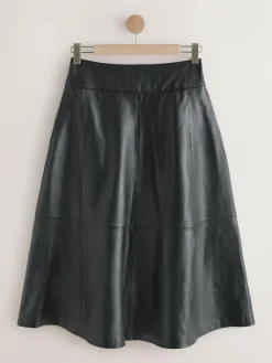 Online Next N. Premium Real Leather Skirt Black