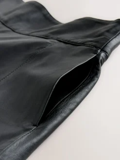 Online Next N. Premium Real Leather Skirt Black