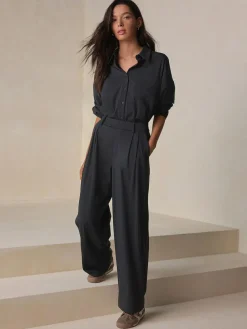 Next N. Premium Wide Leg Tailored Jersey Trousers^Women Pants