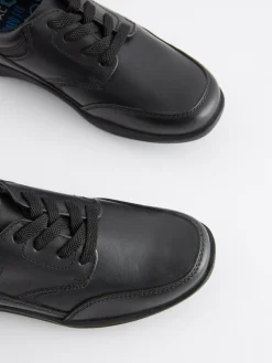 Next Black Narrow Fit (E) School Leather Lace-Up Shoes