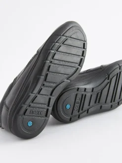 Next Black Narrow Fit (E) School Leather Lace-Up Shoes