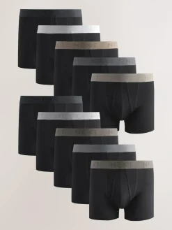 Hot Next Black Neutral Waistband A-Front Boxers 10 Pack