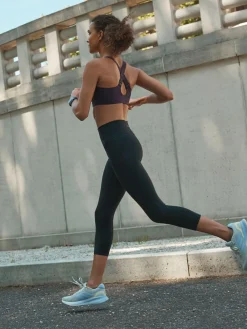 Discount Next Black Active Sports Tummy Control High Waisted Dry Tech Mid Length Sculpting Leggings