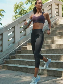 Discount Next Black Active Sports Tummy Control High Waisted Dry Tech Mid Length Sculpting Leggings