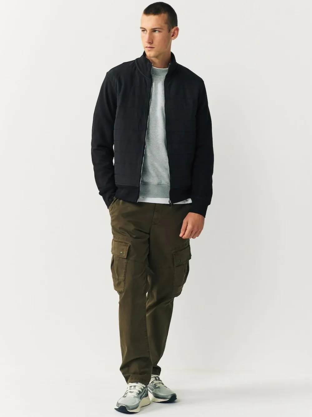 Hot Next Non-Hooded Hybrid Full Zip Jacket Black