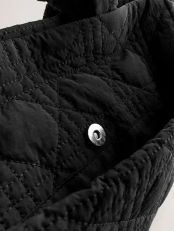 Online Next Nylon Quilted Shoulder Bag Black