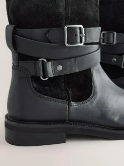 Next Forever Comfort® Borg Lined Buckle Trim Ankle Boots^Women Wide Fit & Extra Wide Fit|Boots & Wellies