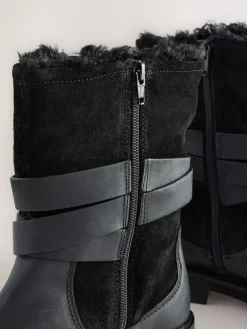 Next Forever Comfort® Borg Lined Buckle Trim Ankle Boots^Women Wide Fit & Extra Wide Fit|Boots & Wellies