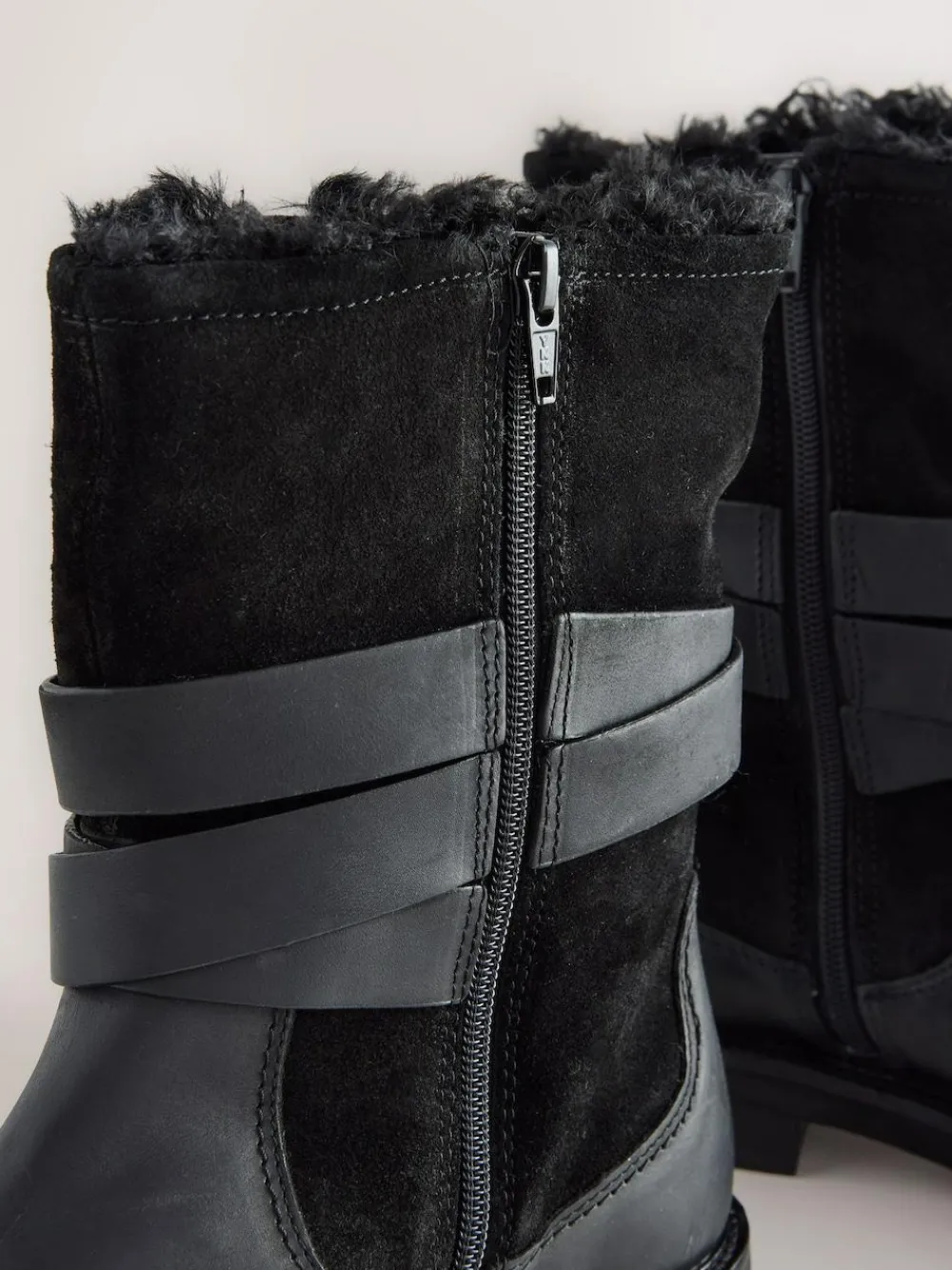 Next Forever Comfort® Borg Lined Buckle Trim Ankle Boots^Women Wide Fit & Extra Wide Fit|Boots & Wellies