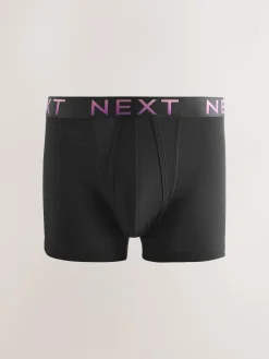 Next Black Ombre Waistband 5 Pack A-Front Cotton Rich Boxers^ Underwear|Underwear
