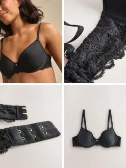 Outlet Next Pad Full Cup Premium Ultimate Comfort Lightweight Breathable T-Shirt Bra Black