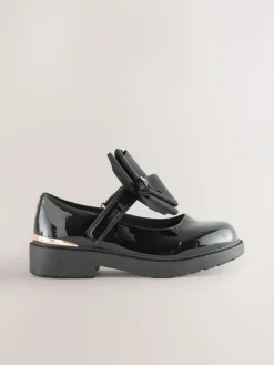 Outlet Next Black Patent Bow Chunky Mary Jane School Shoes