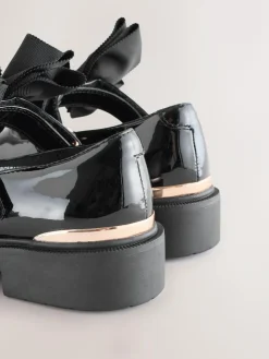 Outlet Next Black Patent Bow Chunky Mary Jane School Shoes