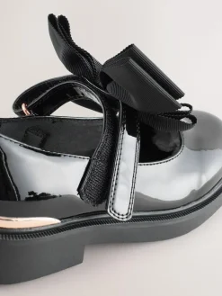 Outlet Next Black Patent Bow Chunky Mary Jane School Shoes