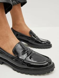 Sale Next Patent Chunky Loafer Shoes Black