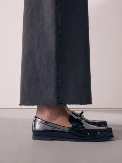 Hot Next Forever Comfort® Bow Detail Ruched Toe Loafers Black Patent