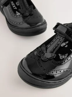 Sale Next Black Patent Leather Butterfly T-Bar School Shoes