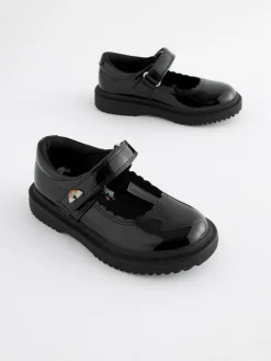 Discount Next Black Patent Rainbow Chunky Mary Jane School Shoes