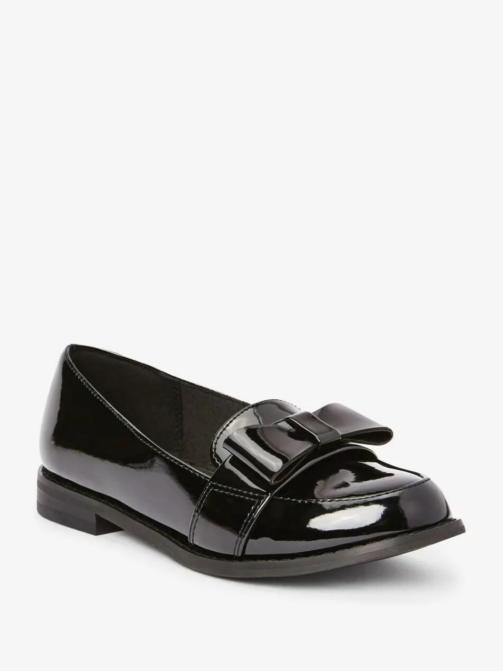 New Next Black Patent School Bow Loafers