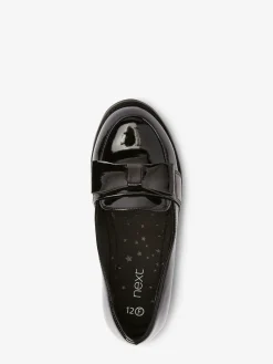 New Next Black Patent School Bow Loafers