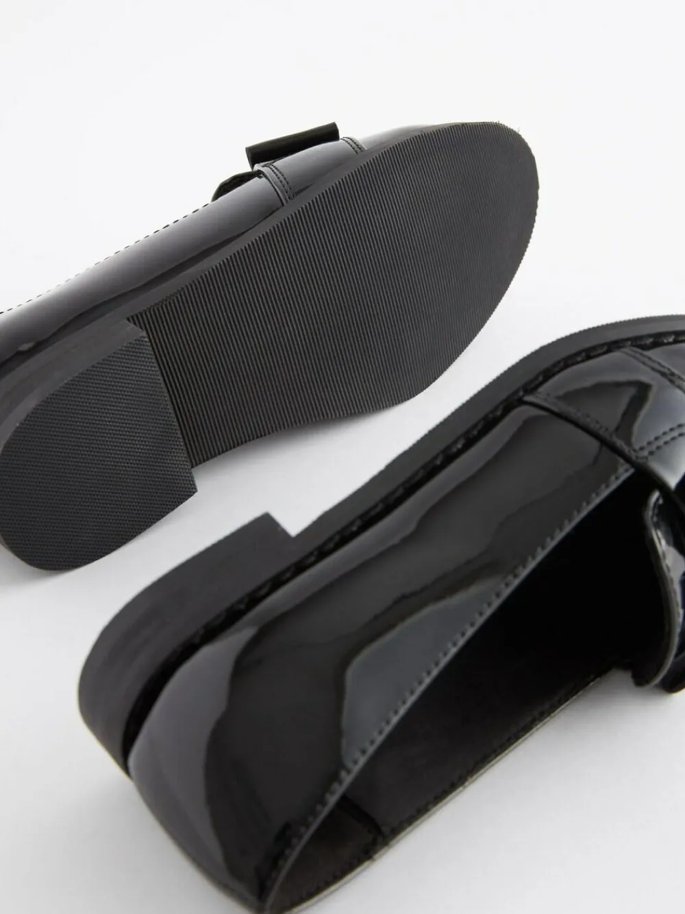 New Next Black Patent School Bow Loafers
