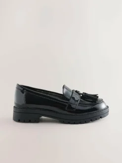 Next Black Patent School Chunky Tassel Loafers^ Shoes