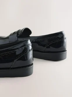 Discount Next Black Patent School Leather Slim Sole Loafers