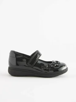 Discount Next Standard Fit (F) School Junior Butterfly Mary Jane Shoes Black Patent