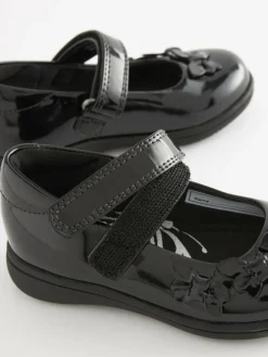 Discount Next Standard Fit (F) School Junior Butterfly Mary Jane Shoes Black Patent
