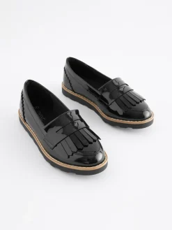 Discount Next Black Patent Standard Fit (F) School Tassel Loafers