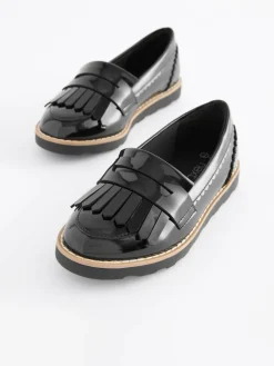 Discount Next Black Patent Standard Fit (F) School Tassel Loafers