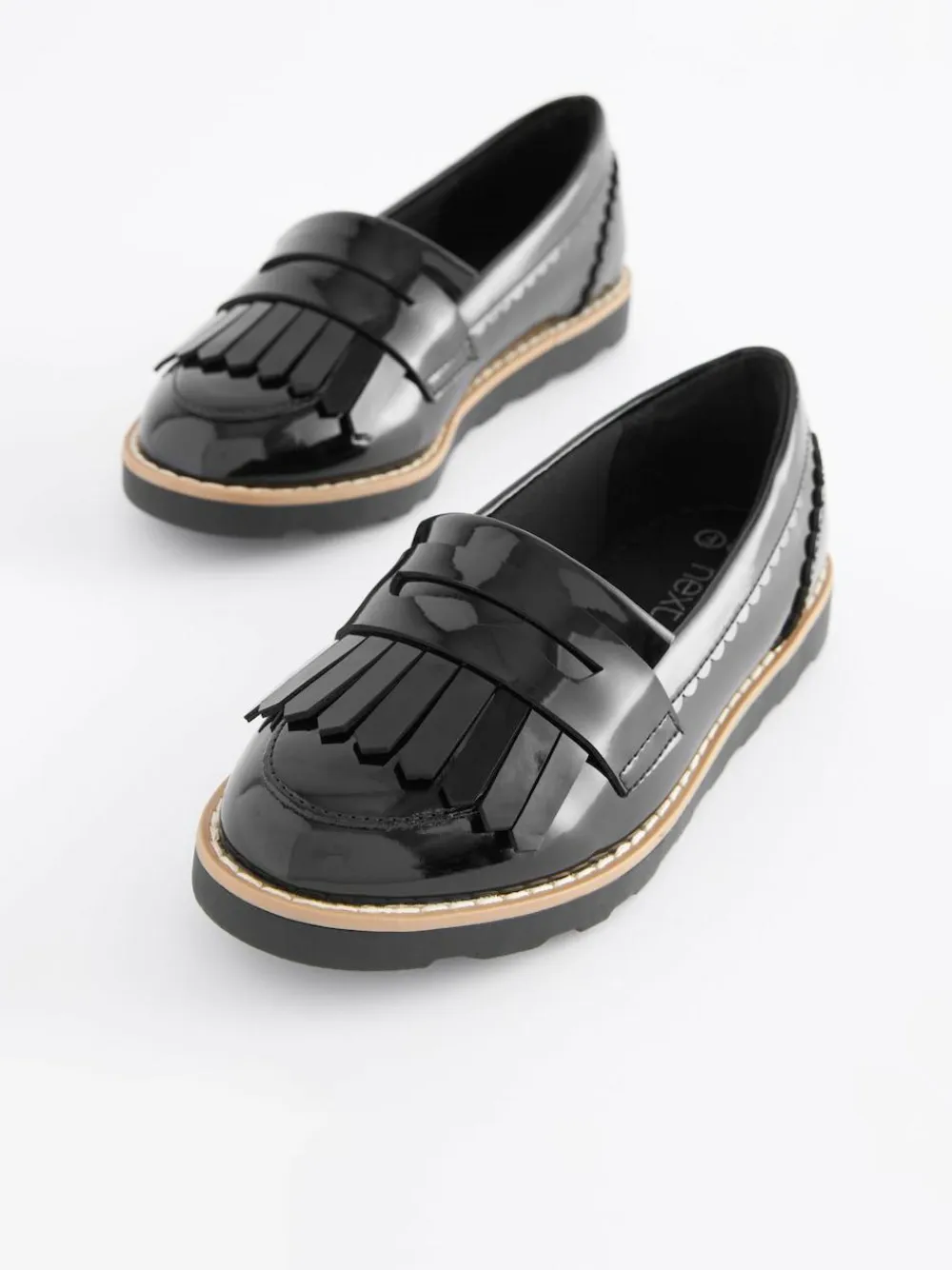 Discount Next Black Patent Standard Fit (F) School Tassel Loafers