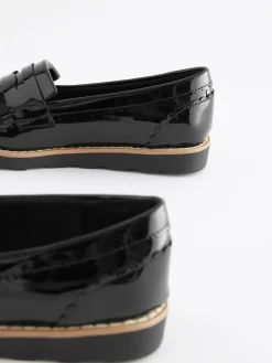 Discount Next Black Patent Standard Fit (F) School Tassel Loafers