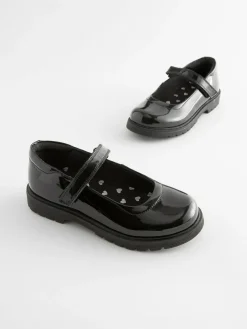 Next Black Patent Standard Fit (F) School Leather Chunky Mary Jane Shoes^ Shoes