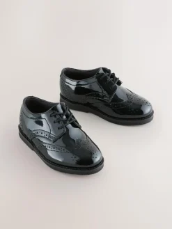 Best Next Standard Fit (F) Smart Leather Brogue Shoes Black Patent