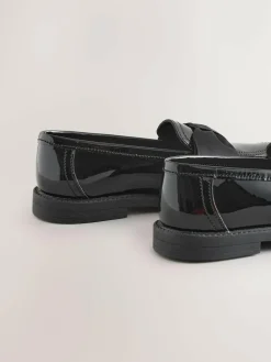 Next Black Patent Standard Fit (F) Leather Bow Loafer School Shoes^ Shoes