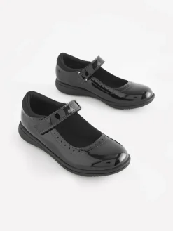 Best Next Black Patent Standard Fit (F) School Leather Brogue Detail Mary Jane Shoes