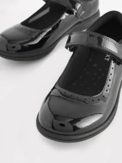 Best Next Black Patent Standard Fit (F) School Leather Brogue Detail Mary Jane Shoes