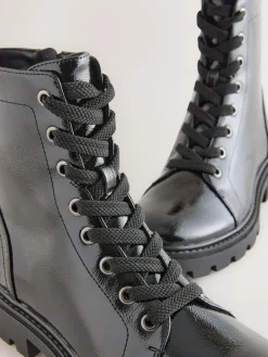 Best Next Standard/Wide Fit Forever Comfort® Lace-Up Boots Black Patent