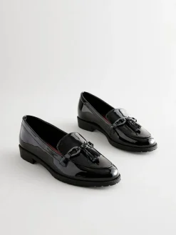 Discount Next Patent Tassel Hardware Detail Loafers Black