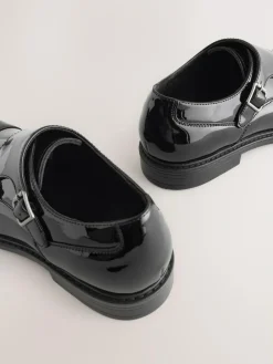 Next Black Patent Toecap Double Monk Shoes^ Shoes