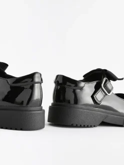 Outlet Next Wide Fit (G) Bow Chunky Mary Jane School Shoes Black Patent