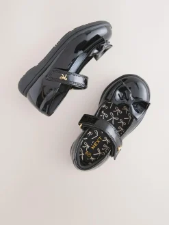 Next Black Patent Wide Fit (G) Bow Mary Jane School Shoes^ Shoes