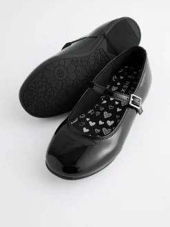 Next Wide Fit (G) Leather Mary Jane School Shoes Black Patent
