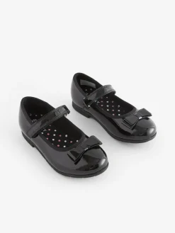 Discount Next Black Patent Wide Fit (G) School Leather Bow Mary Jane Shoes