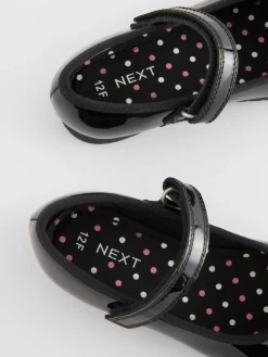 Discount Next Black Patent Wide Fit (G) School Leather Bow Mary Jane Shoes